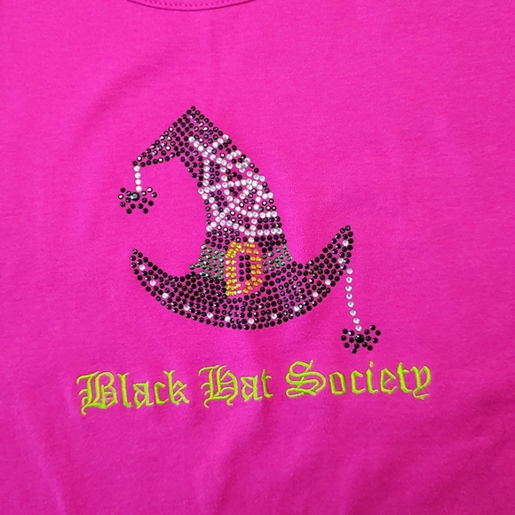 Quacker Factory women's casual blouse, 100% cotton, size L, pink, rhinestone. - Picture 6 of 11